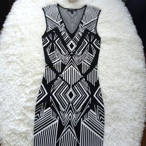 Dress Body Con Geometric Jealous Tomato   WhiteBlack  New Without Tags Spandex M